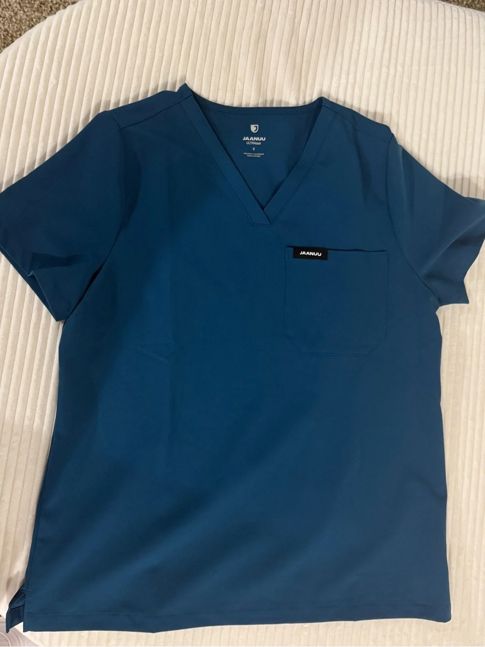 Jaanuu Caribbean Blue Scrub Set | S Top + M Tall Pants
